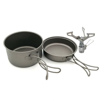 

Camping Cookware Set Titanium Cookset with 2700W Camping Stove Cooking Pots Pans For Outdoor Picnic Camping Hiking Backpacking