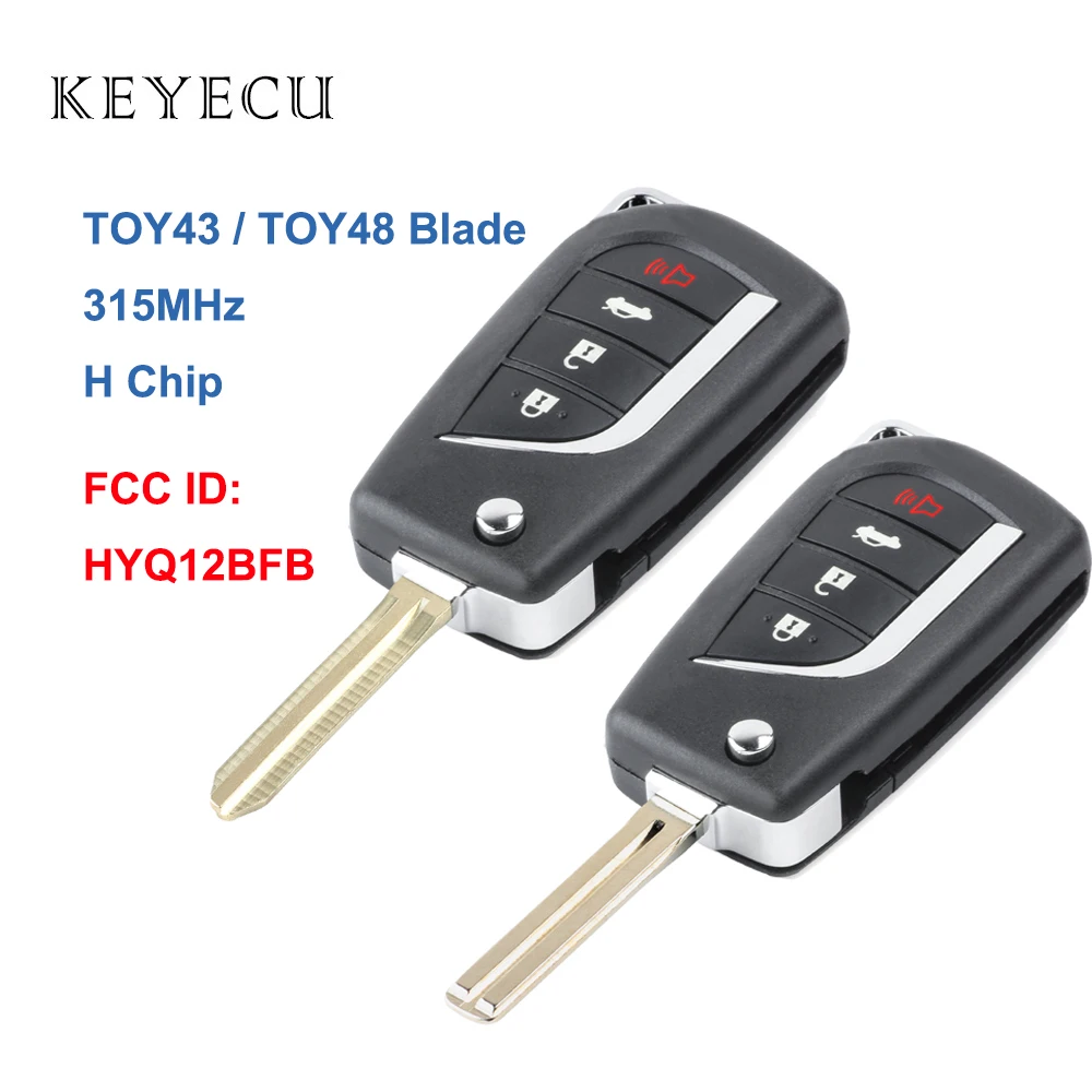 Пульт дистанционного управления Keyecu с 4 кнопками 315 МГц H-чип TOY43/ TOY48 лезвие-брелок