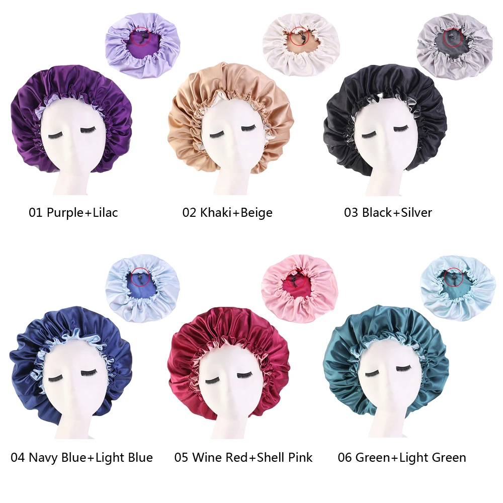 Natural 19 Momme Satin Silk Night Cap Hair Bonnet Sleeping Silk Sleep Hat for Women Hair Care