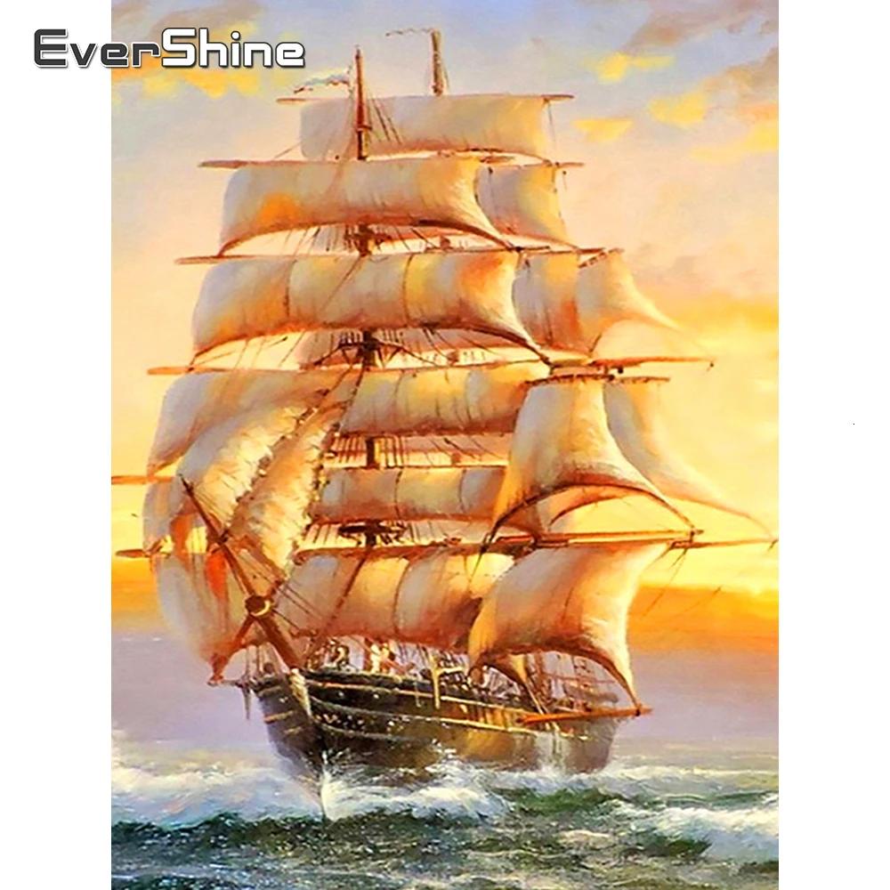 Evershine 5D алмазная вышивка корабль полная площадь мозаика декорации рукоделие