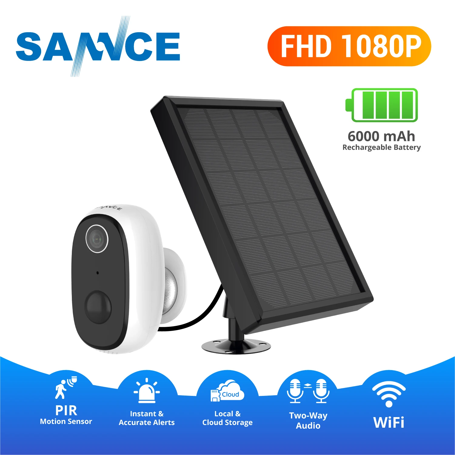 SANNCE Battery 100% Wire-Free Wireless IP Camera Wifi 1080P Indoor Baby Monitor Security Video PIR Motion Dection | Безопасность и