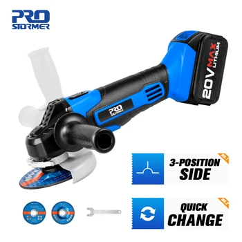 

20V Angle Grinder Cutting Grinding Tool 4000mAh Lithium Battery Powerful Grinding Metal Wood Cordless Cutting by PROSTORMER