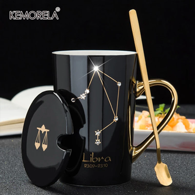 Details about   12 Constellations Ceramic Cup Zodiac Coffee Milk Mugs With Stainless Steel Spoon 