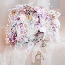 Ювелирные изделия Цветок Сумочка букет, природа пасторальный Стиль Свадебные невесты Холдинг Цветы, кристалл жемчуг и искусственный цветок