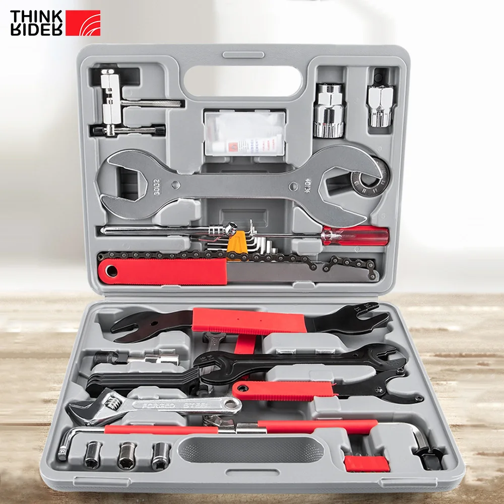 ThinkRider-kit de reparación de bicicletas, caja de herramientas de combinación, multifuncional, 44 en 1, herramientas manuales