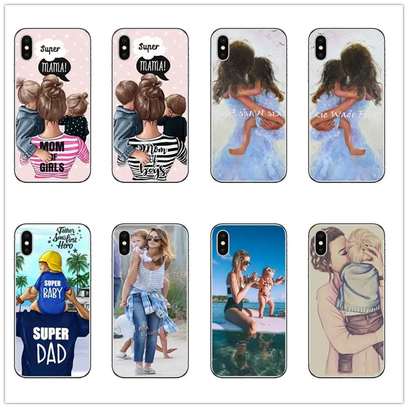 

Fashion Black Brown Hair Girl Mom Baby Queen phone Case For iPhone X XS XR 8 7 6 6s Plus 5 5s SE Silicon Woman iphone case cover