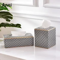 Modern Mosaic Ceramic Tissue Boxes European Simple Creativity Napkin Holder Desk Paper Towel Storage Box Living Room Decoration 1