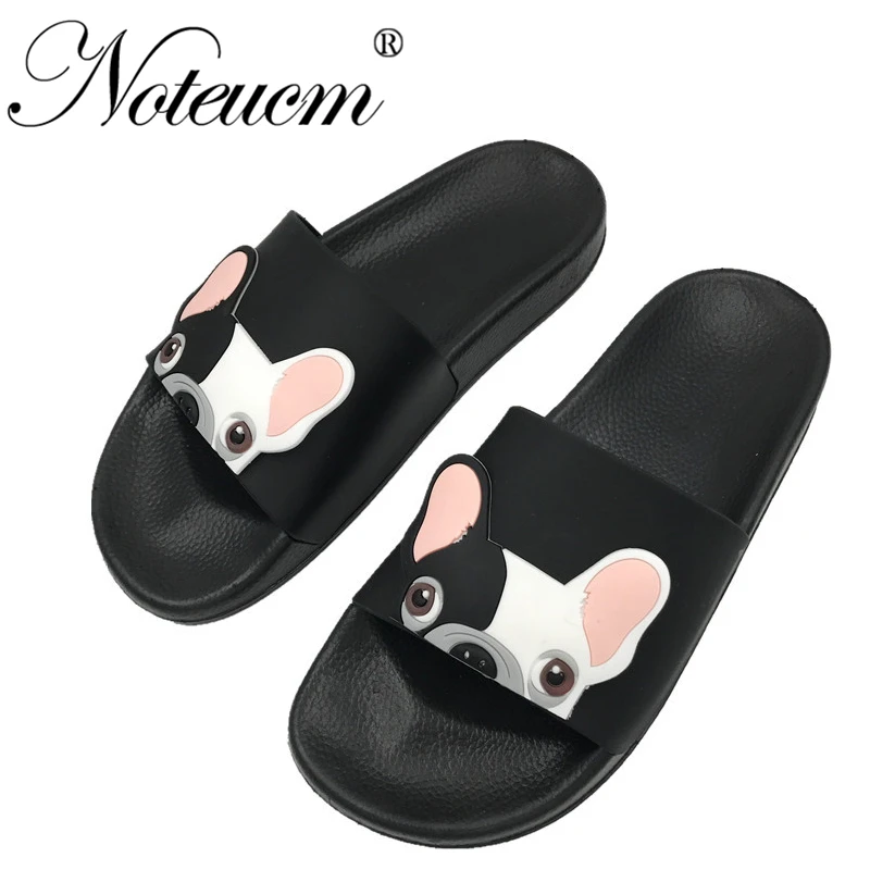 

summer female femme tong sliders Cartoon bath dames huose Bedroom beach outside slipper flat pool shoes bulldog slides for women