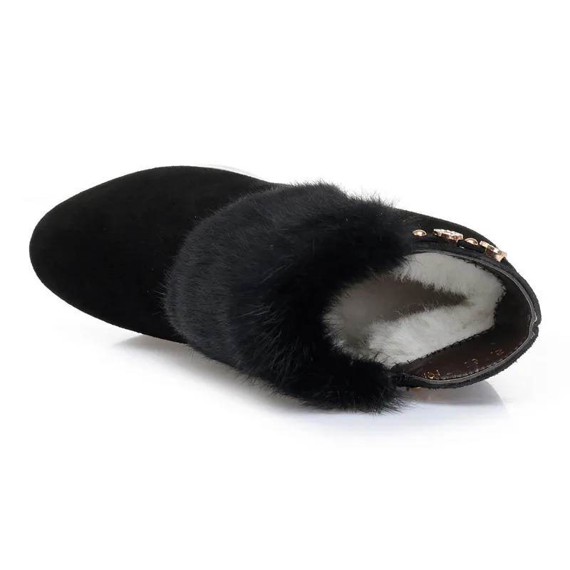 FEDONAS Keep Warm Wool Snow Boots for Women High Heels Rhinestone Party Dancing Shoes Woman Suede Ankle Boots Office Pumps