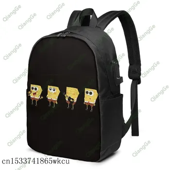 

New Custom 3d Printing American Animation Spongebob Children's School Usb Backpack Washed Spongebob Squarepants Anime Backpack