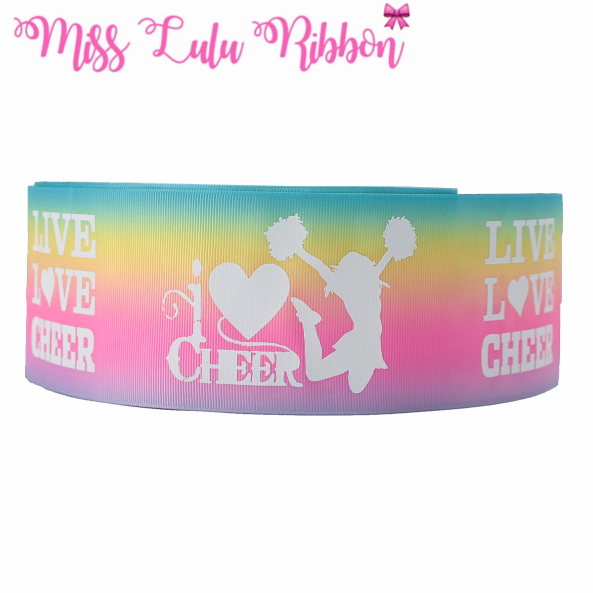 " 75 мм" Live Love Cheer "белая печать чернил светится в темноте Геометрическая Печать корсажная лента DIY Спортивные вечерние 50 ярдов/рулон