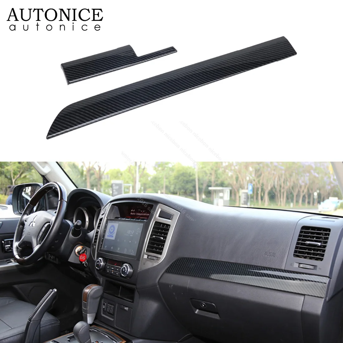 Подходит для Mitsubishi PAJERO V93/V97 2007 2020 2pc Цветная центральная консоль из углеродного