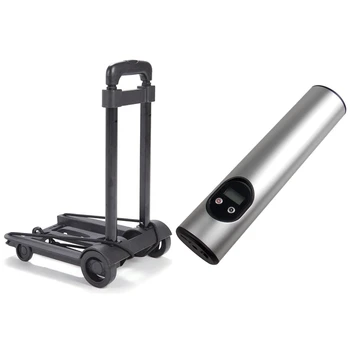 

1 Set Car Inflatable Pump Portable Car Air Pumps & 1 Pcs Folding Luggage Cart Portable Trolley Travel Trunk Trailer Cart