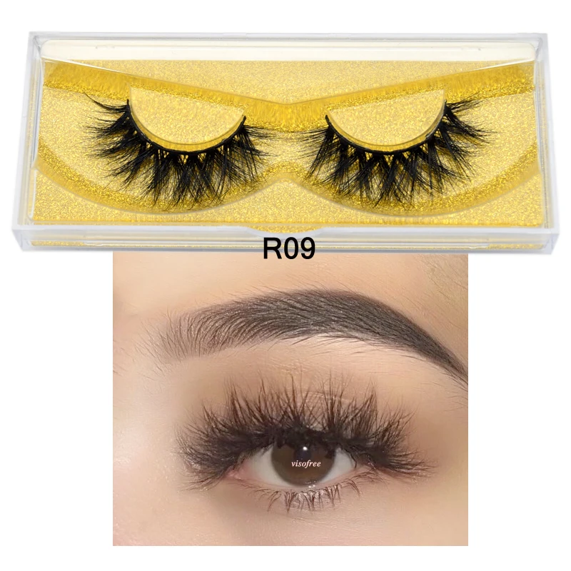 visofree R09 Visofree, норковые ресницы,, ручная работа, 3D, норковые ресницы, полная полоска, Мягкие Накладные ресницы, макияж, ресницы E11 - Цвет: visofree R09