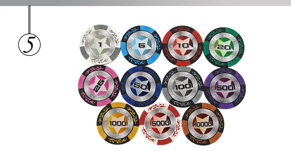Easytoday 25Pcsset Upscale Poker Chips Set Clay Embedded iron Baccarat Texas Hold'em Professional Poker Chip Pokerstars (5)
