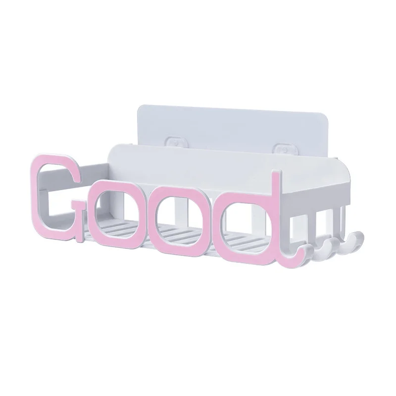 GOOD pink Настенная полка для ванной комнаты, угловая полка для ванной, держатель для хранения, кухонная настенная присоска, водонепроницаемый органайзер для ванной комнаты - Цвет: GOOD pink