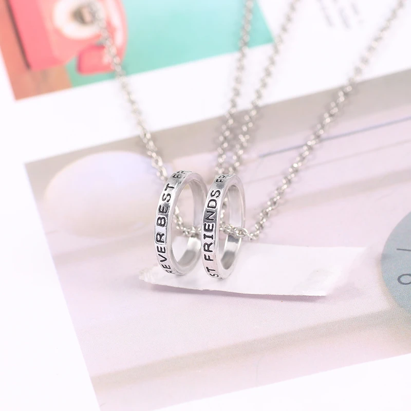 3 Pcs/set Best Friends Forever Necklaces Round Simple Pendant Necklace For Girls Women Sisters BFF Friendship Jewelry