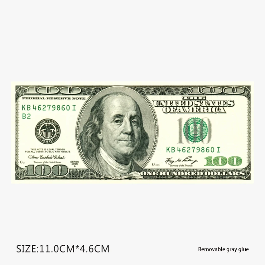 

1pcs Money Pattern Sticker PVC Waterproof Computer Decals for Laptop Tablet PC Notebook Suitcases Decorative 11*4.6cm
