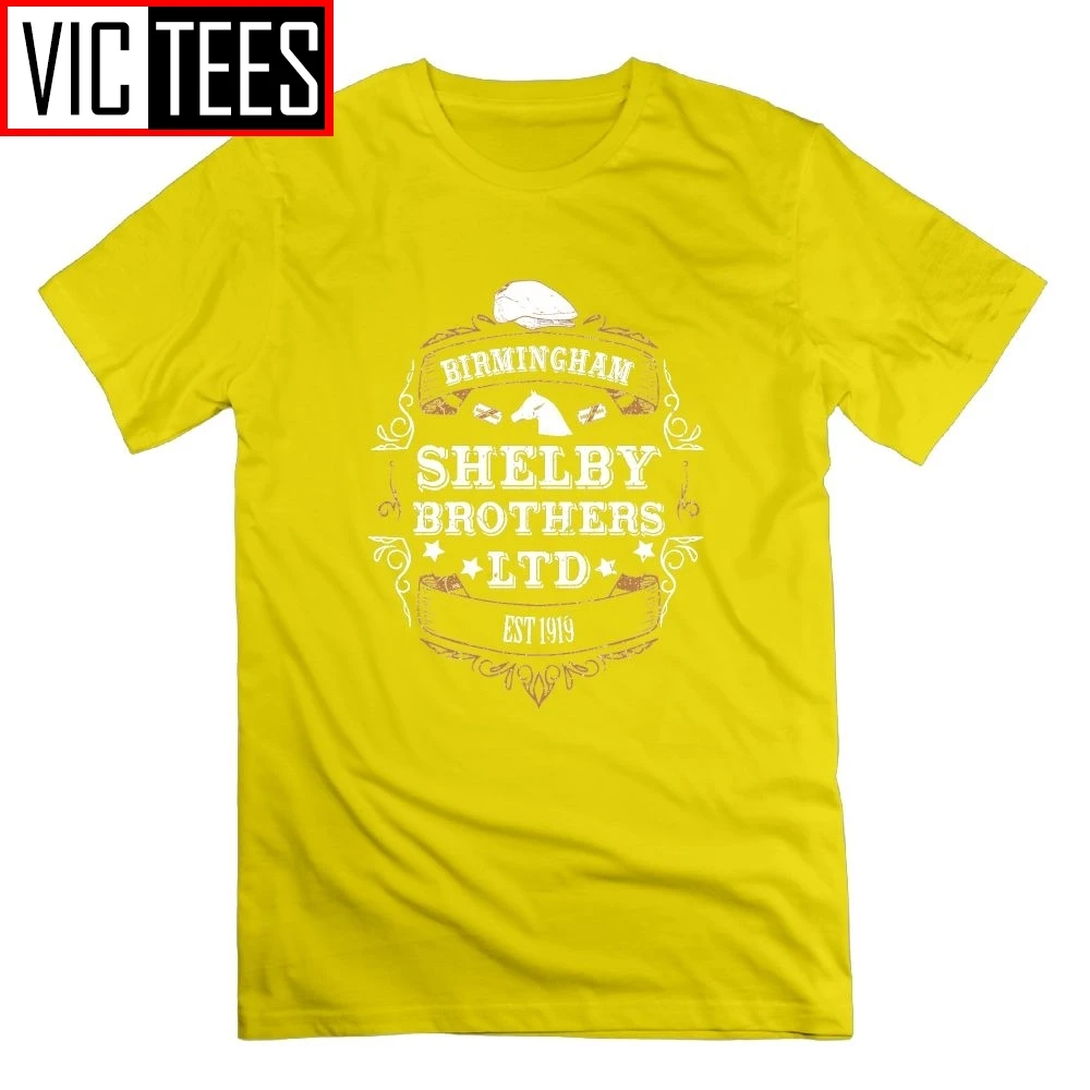 Peaky Blinders Tee Shirts Shelby Brothers LTD Short-Sleeve Men T Shirts Crew Neck High Quality Pure Cotton T-Shirts - Цвет: Золотой
