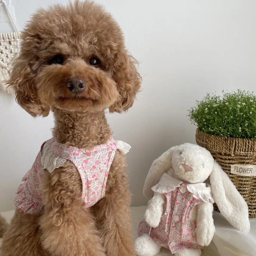 Korea Cute Delicate Lattice Style Summer Pet Dog Dresses Clothes For Spring Puppy Skirt S-2XL |