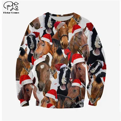 Sweatshirts PLstar Космос олень Санта Клаус Merry Christmas 3D печатная Толстовка/куртка/Мужская Женская Хип-хоп Лошадь Стиль-2 - Цвет: Sweatshirts