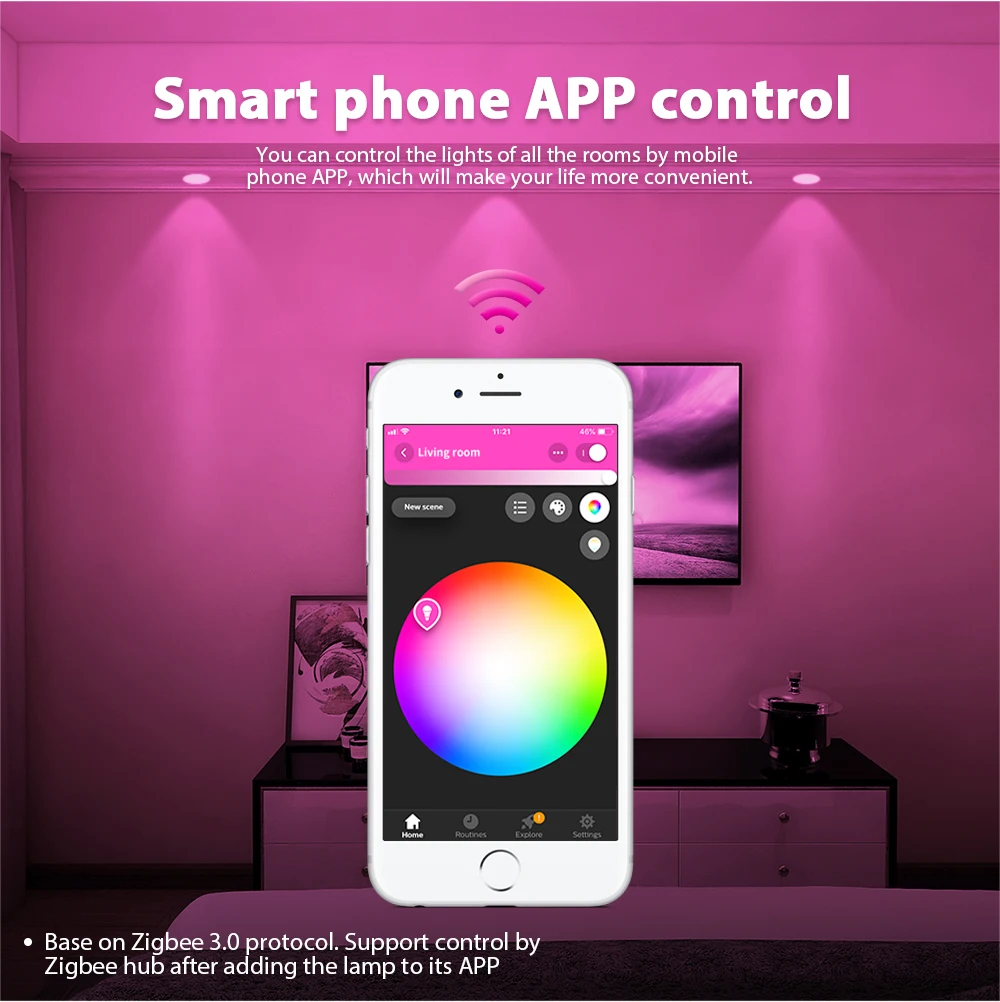 ZigBee Smart 4 Вт GU10 Spotlight RGB+ CCT светодиодный лампы+ 6-зоны РФ Пульт дистанционного управления Комплект работать с Zigbee 3,0 концентратор Alexa Echo плюс пульт дистанционного управления для/Голосовое управление Управление