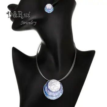 

2020 Woman Jewelry New Geometric Pendants Necklaces Sets for Women Big Alloy Chain Choker Necklace Earrings Trendy Girls Gifts