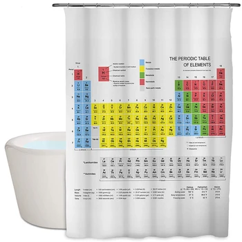 

Thicken Home Shower Curtain Accessories Hanging Hooks Included Bathroom Colorful Eco Friendly Modern Waterproof Periodic Table