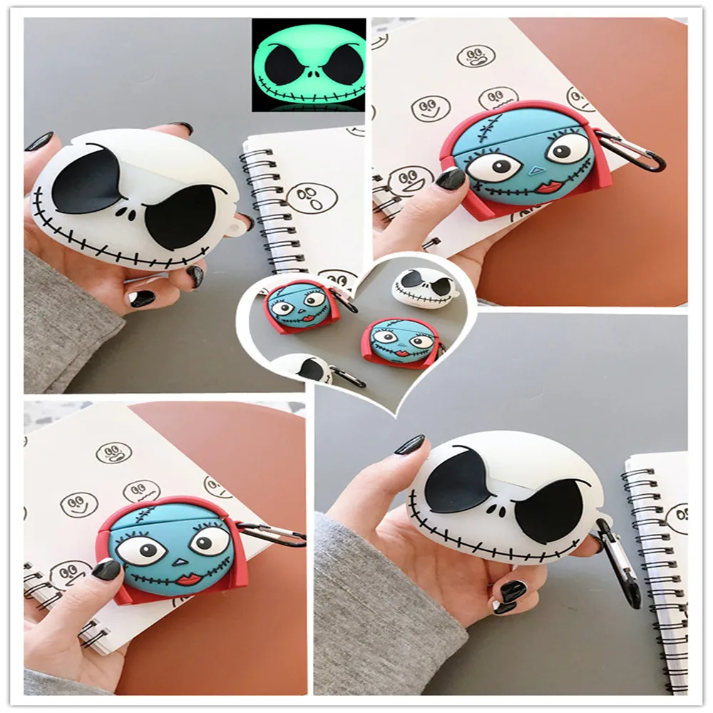 Night Lights Skull for Airpods Pro 2 1 Cover Luminous 3D Squid Game Ghost Alien Air Pods2 Earphone Protector 3 Cases | Электроника
