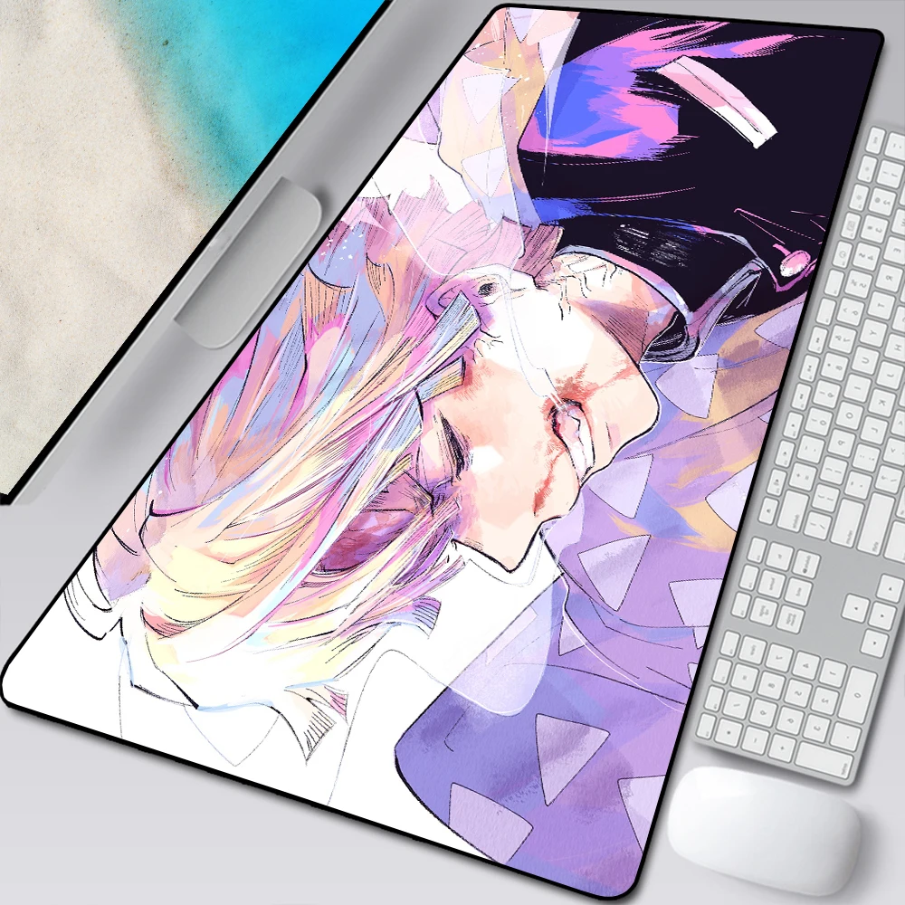 Anime Bloqueio Borda Mouse Pad xl Kimetsu no Yaiba Agatsuma Zenitsu Teclado Pcdesk Csgo Pad Gamers Computador - Imagem 3