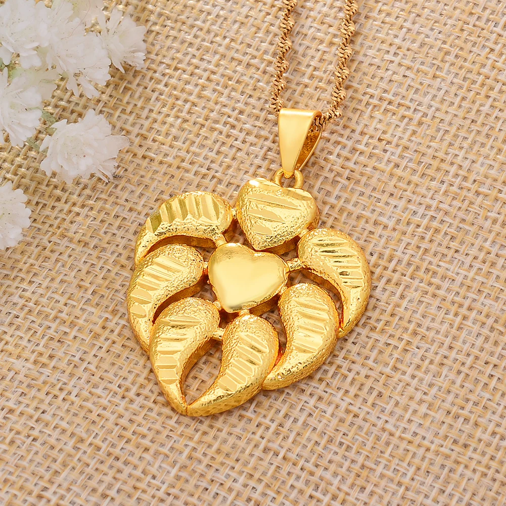 

India 24k Gold Color Filled Wedding Bridal Gifts Dubai Girl Necklace Pendant For Women Wedding Jewelry