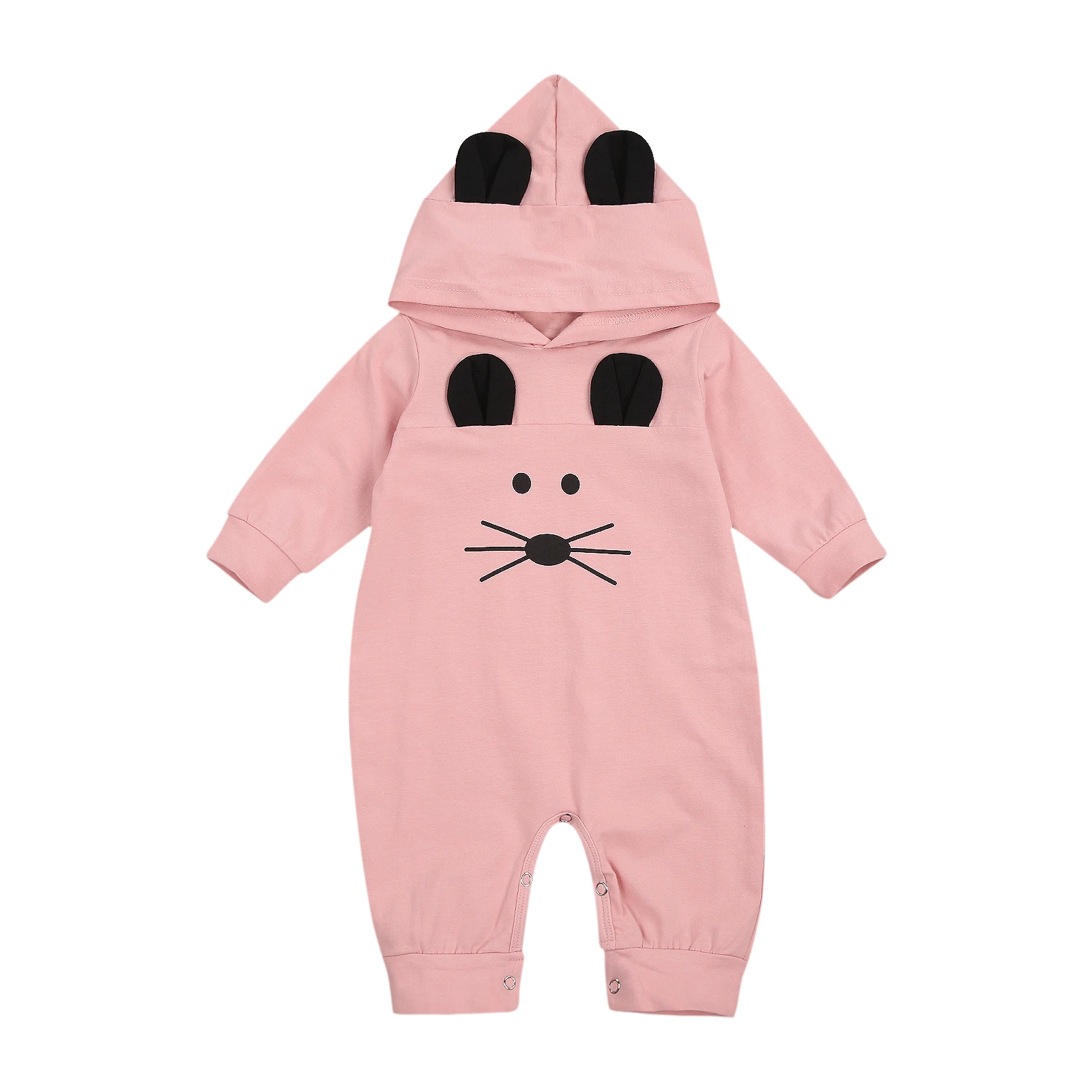 

Infant Babys One-piece Jumpsuit, Toddler Kids Boys Girls Long Sleeve Mouse Animal Printing Hooded Romper with ears Clothes