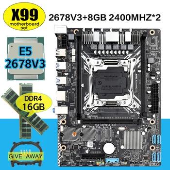 X99 conjunto de Placa base con Xeon E5 2678 V3 LGA2011-3 CPU 2 uds X 8GB = 16GB 2400MHz, memoria DDR4 NVME M.2 /wifi interface