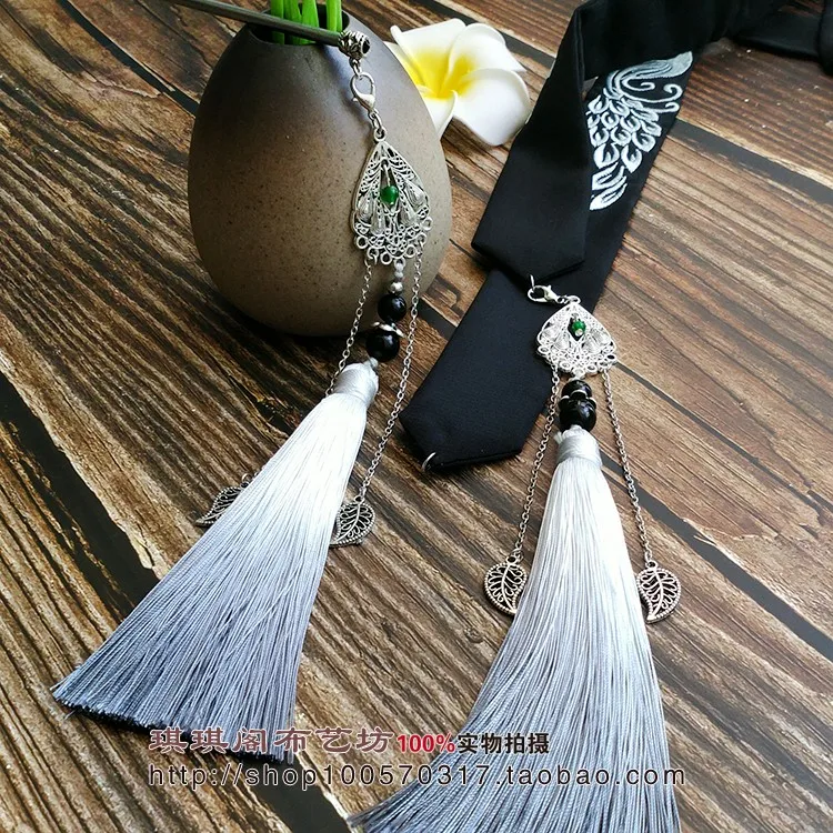 Hanfu повязка для волос в древнем стиле вышивка супер фея повязка для волос с кисточками для мужчин и женщин салфетки цветная лента аксессуары для волос
