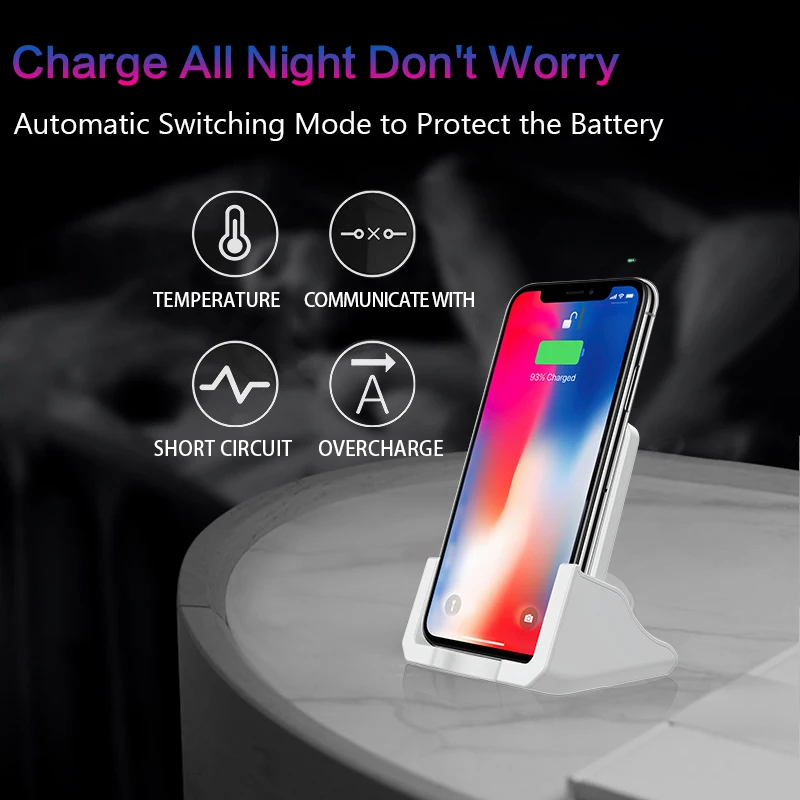Qi Беспроводное зарядное устройство держатель телефона для iPhone XS быстрая Беспроводная зарядка для мобильного телефона держатель Подставка для samsung s7 s9 S8 xiaomi