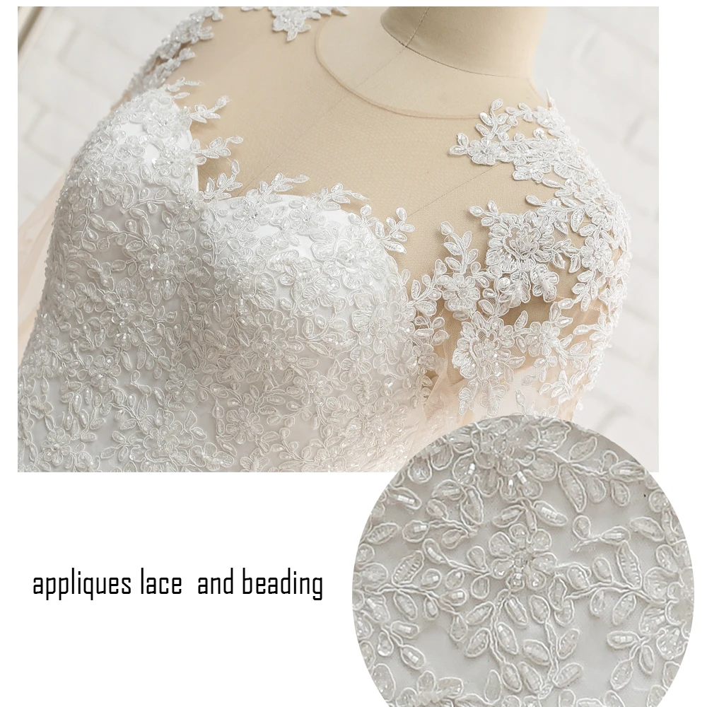 New 2022 Vestido de Noiva Lace  Bridal Dresses Robe de Mariee Wedding Gowns Luxury Beaded Long Sleeve Wedding Dress Dubai Arabi short wedding dresses