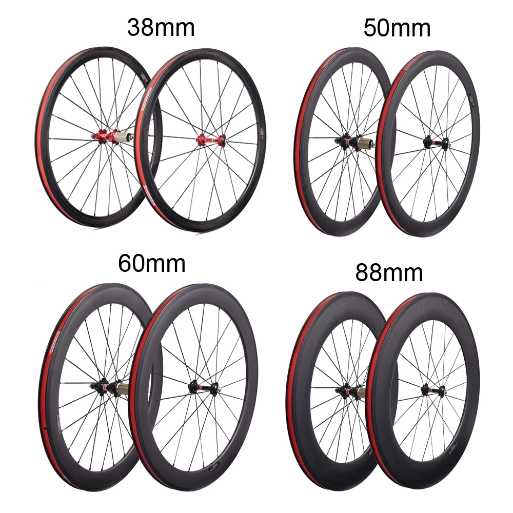 Road Bike Full Carbon Wheels with Novatec A271SB F372SB hub 24/38/50/60/88mm 23mm width Tubular Clincher 700C Bicycle Wheelset | Спорт и