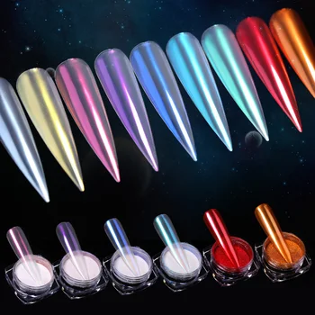 

Auroras Mirror Nail Glitter Powder Metallic Color Nail Art Chrome Flakes Pigment Dust Decoration Nail Designs 1 BOX