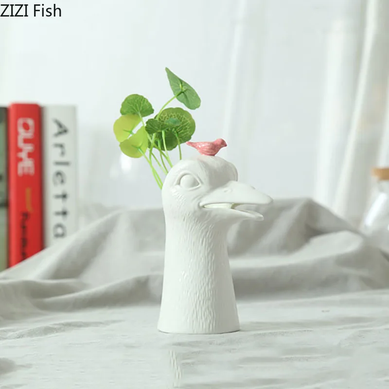 Simpatici Vasi In Ceramica Animale Ippopotamo/Giraffa Vasi Decorativi Fiori Artificiali Composizione Floreale Idroponica Vasi Floreali