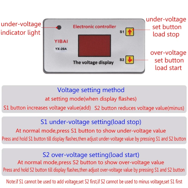 12V Battery Low Voltage Cut off Switch On Protection Undervoltage Controller DC P0RE