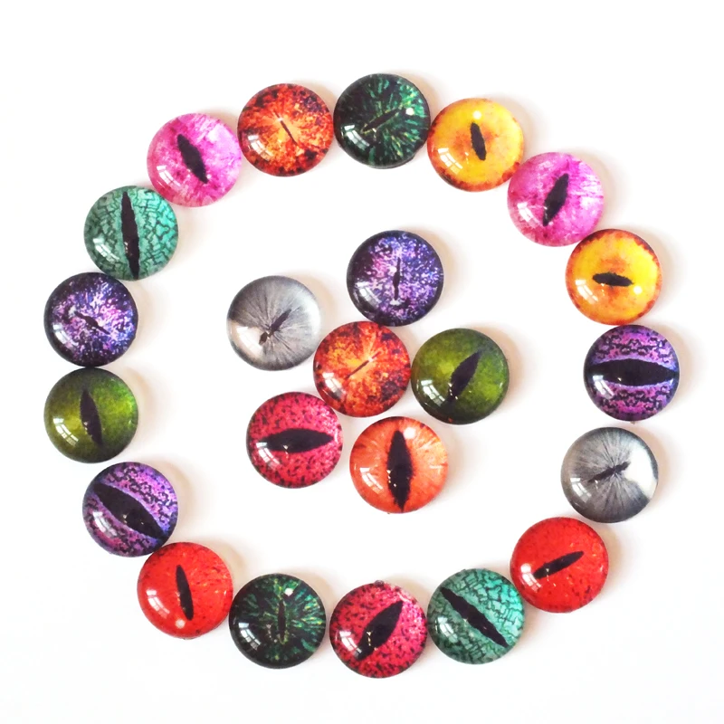 6/8/10/12/14/16/18/20/22/25mm Mixed Doll eyes Dragon Eyes Round Glass Cabochon Flatback Photo Dome Jewelry Pendant Settings 3