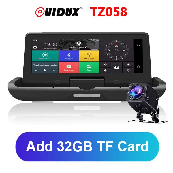 QUIDUX 8 дюймов 4G ADAS Автомобильный видеорегистратор Камера gps FHD 1080P Android Dash Cam навигация автомобильный видеорегистратор двойной объектив с камерой заднего вида - Название цвета: TZ05832G