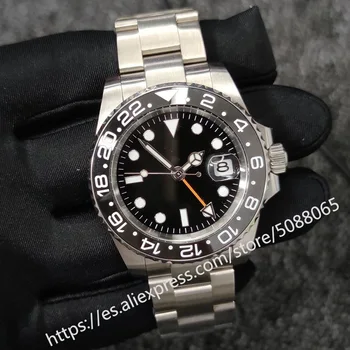 

40mm Men's Watch Mechanical Automatic Aseptic Dial Stainless Steel Sapphire Glass GMT 2813 Movement Ceramic Bezel 14