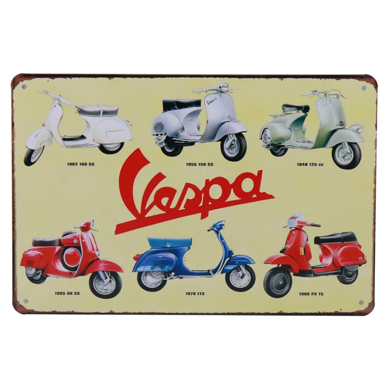 Q Vespa электрокар Плакат Вывески стиль винтаж жестяная вывеска жестяная домашний Гараж Декор Бар Паб вверх ретро-наклейки металлическая пластина живопись H31 - Цвет: Q