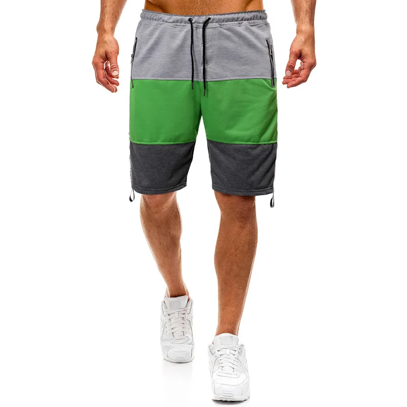 CYXZFTROFL, мужские летние шорты до колена, Цветные Лоскутные бегуны, короткие тренировочные брюки, мужские дышащие удобные шорты - Цвет: Green