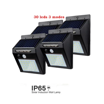 

2/4PCS 30 LED Solar Light Three Modes Black White Waterproof Outdoor Garden Wall Fence Lamp With Mounting Pole Or Not 500 LM