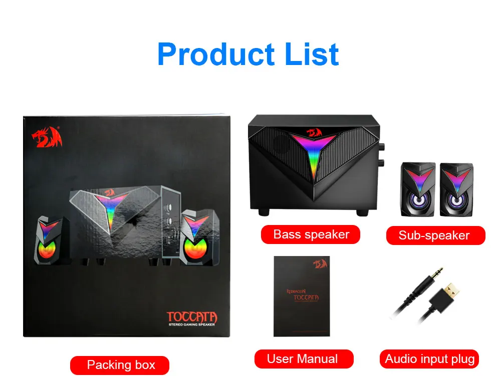 Redragon GS700 Toccata Stereo Surround RGB 2.1 Heavy Bass Sound Bar