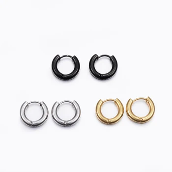 

10 Pair 304 Stainless Steel Hoop Earrings For Women Fashion jewelry Gifts 13x14mm; Pin: 1mm