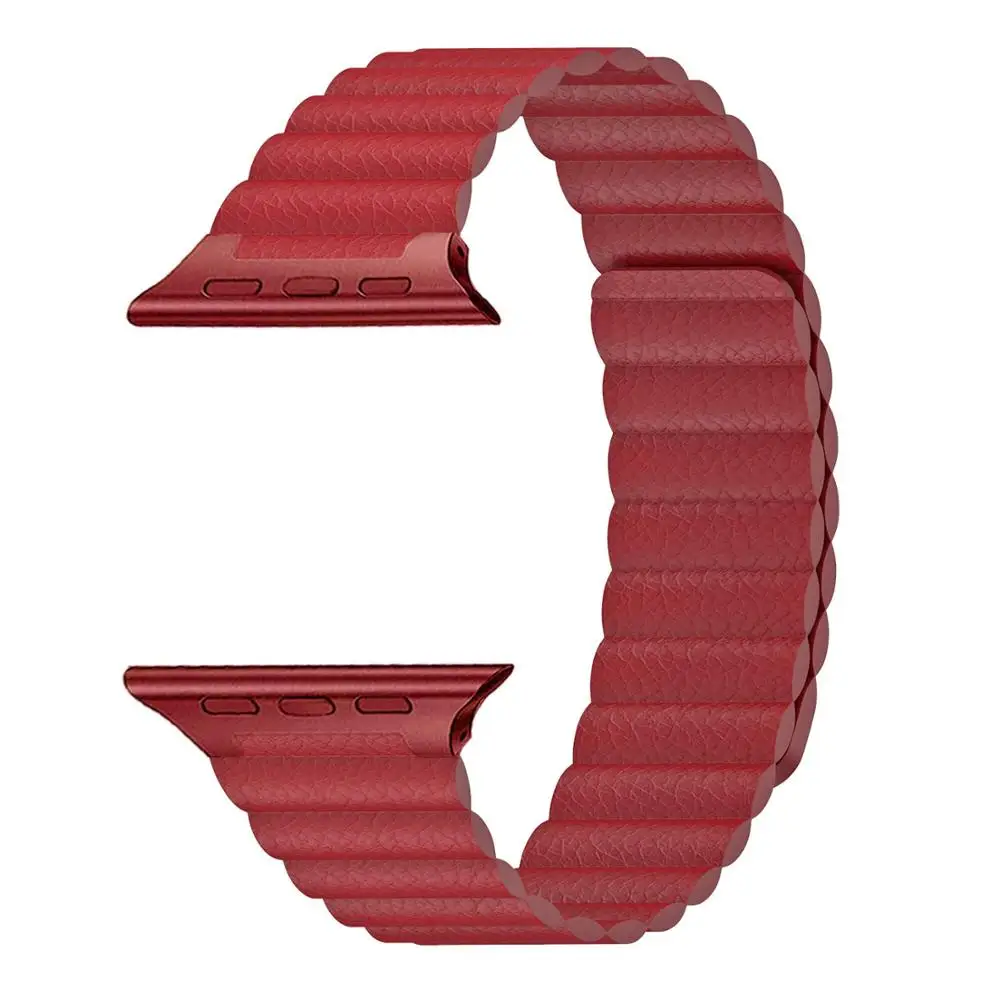 Wine Red Кожаный ремешок-петля для Apple Watch 40 мм 38 мм 42 мм 44 мм ремешок для iwatch 5 4 3 2 1 наручный браслет на магнитной застежке ремешок для часов - Цвет ремешка: Wine Red