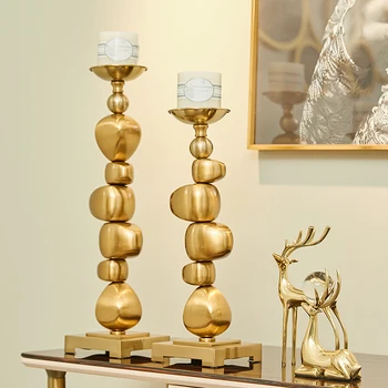 

Nordic romantic table candlelight dinner props simple modern light luxury candlestick decoration creative stone candlestick